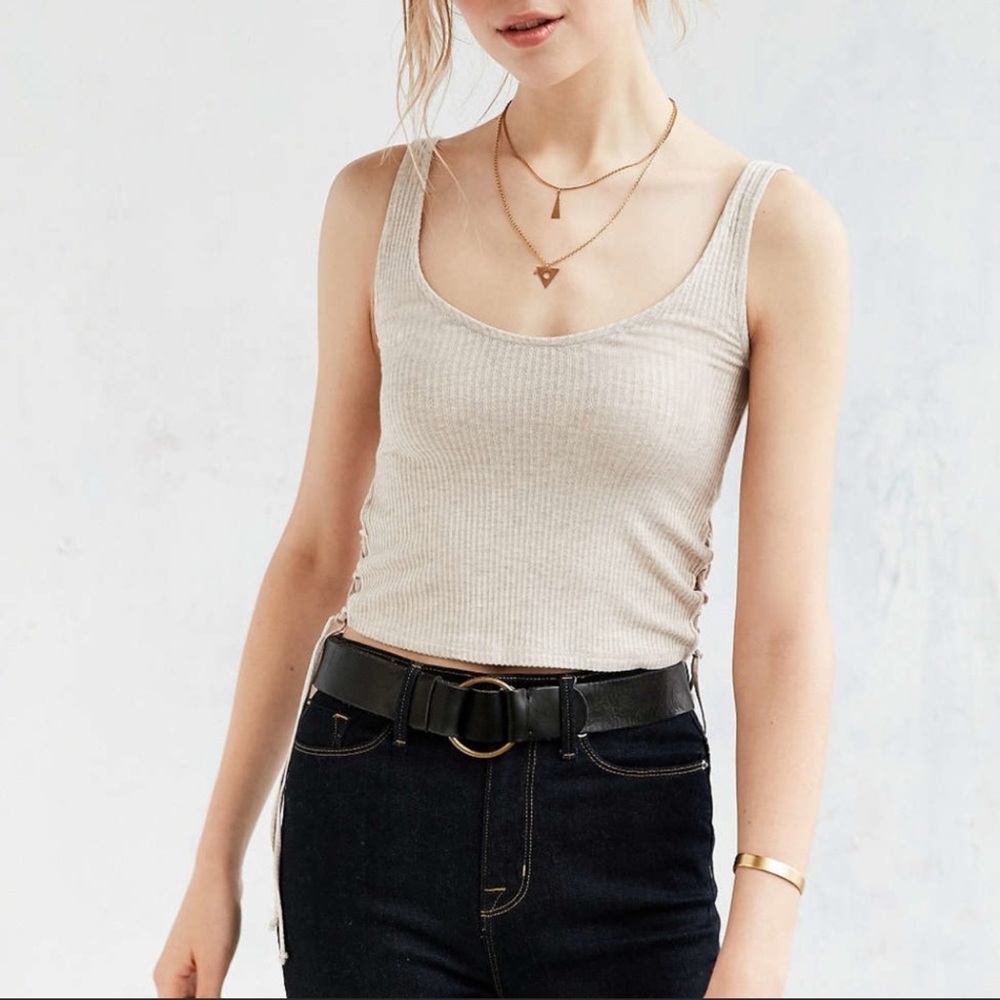 PROJECT SOCIAL T BY URBAN OUTFITTERS Ribbed Laced Sides Tank Top